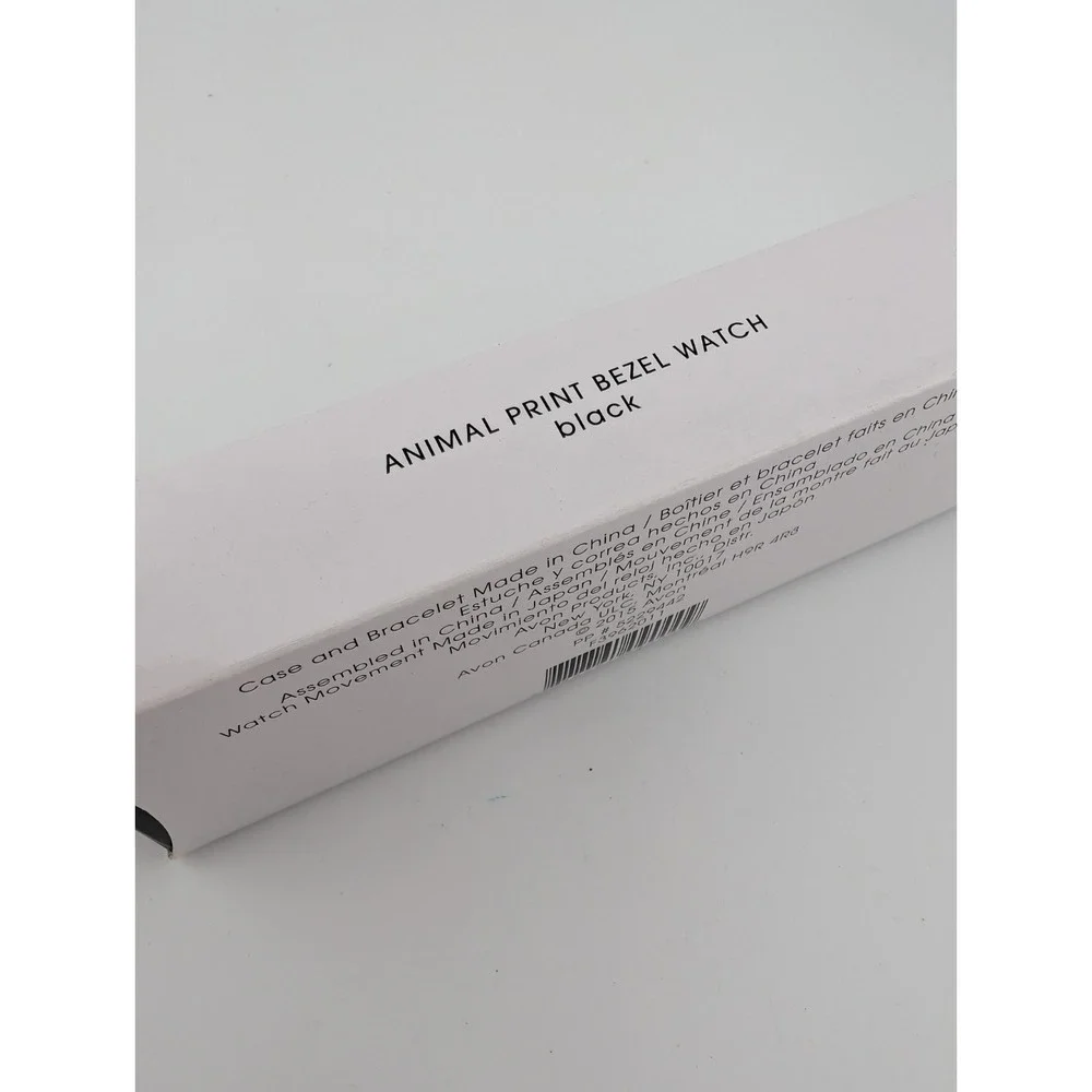 Avon 2015 Animal Print Bezel Watch Black Zebra‎ Leather Band w/ Box- New Battery